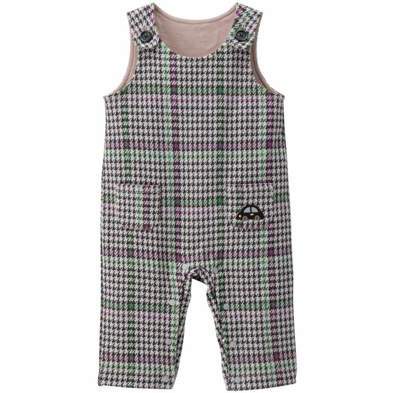 オーバーオール車アップリケ（グレンチェック ジャカード）